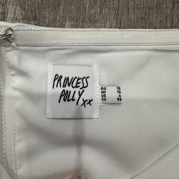 Princess Polly Elevate Crop Top White Pearl Embellishment Women's 6 Beach‎ Zip - Picture 7 of 12